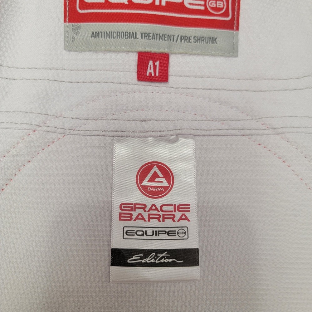Gracie Barra Equipe GB1 BJJ Gi Top White Cotton Jiu Jitsu Kimono Jacket Size A1 - Picture 7 of 16